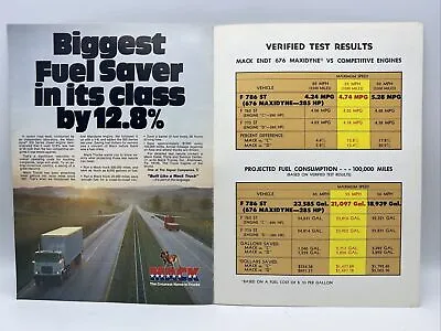 1975 MACK TRUCKS ADVERTISEMENT Biggest Fuel Saver ENDT676 Maxidyne Vs Competitor • $12.50