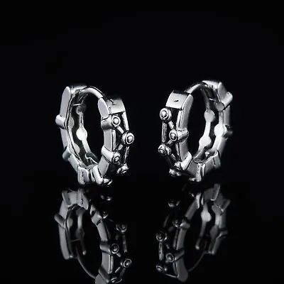 Surgical Steel Silver Round Huggie Hoop Earrings Punk Rock Jewelry For Men Women • $8.99