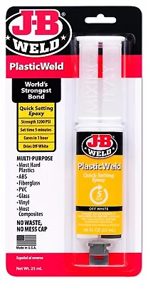 J-B Weld PlasticWeld 2 Part EPOXY SYRINGE Plastic Glue Repair Weld JB 50132 • $33.21