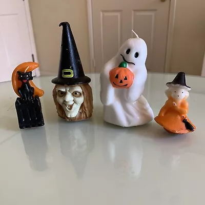 Vintage HALLOWEEN Candle Gurley BLACK CAT WITCH GHOST WITH JACK O LANTERN • $50