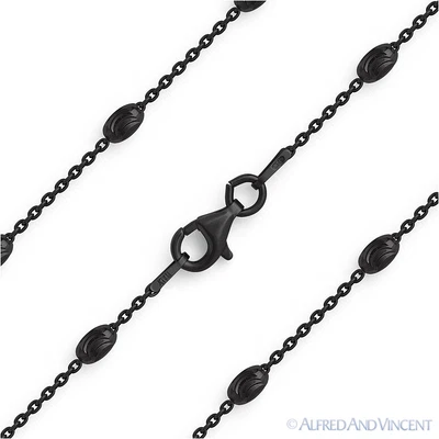 $30.39 • Buy 3mm Moon Cut & Anchor Link Sterling Silver Black Rhodium Italian Chain Necklace