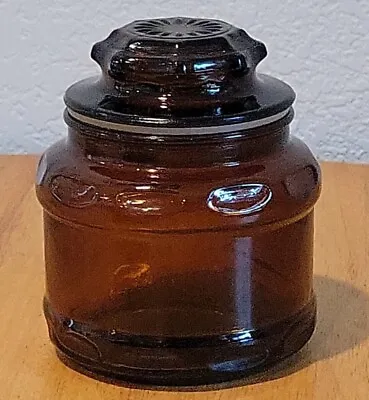 Vintage Dark Amber Glass Apothecary Storage Jar Canister With Lid • $7.99