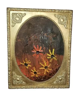 Vintage Morris Katz  Original Oil On Masonite Painting Flowers Nice Frame • $120