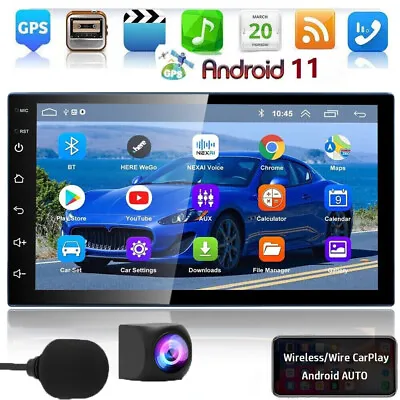 Android 11 Double 2 Din 9'' Car Stereo Radio GPS Navi WiFi MP5 Carplay Wireless • $75.62