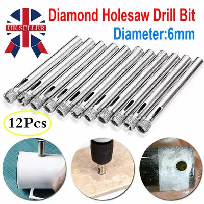 12Pcs 6mm Diamond Cutter Hole Saw Drill Bit Tools Set For Tile Ceramic Glass UK • £3.59