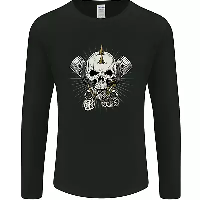 Piston Skull Motorcycle Motorbike Biker Mens Long Sleeve T-Shirt • £10.99