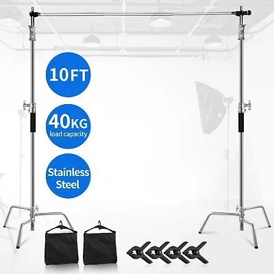 10FT Heavy Duty Backdrop C Stand Kit Background Photography Stainless Steel • $168.99