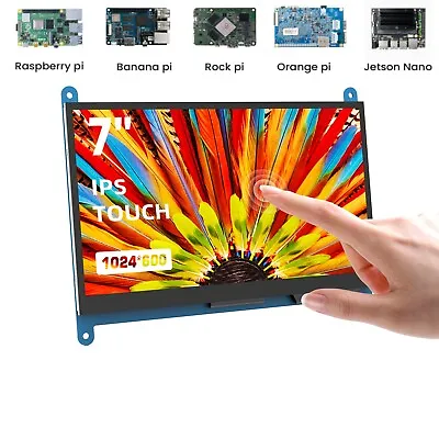 Portable 7'' Touchscreen Raspberry Pi HDMI Monitor 1024x600 IPS Computer Display • $43.99