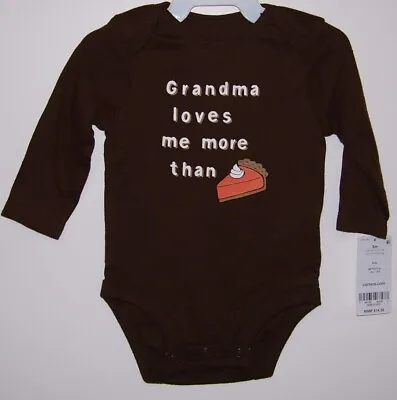 Carter's Grandma Loves Me More Than Pie  Thanksgiving Bodysuit Sz 3M 6M 12M 24M • $6.90