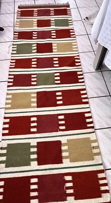£49.99 • Buy Vintage Rug/runner Czech 1960s Retro Rug Mat Carpet .(reversible) Geometric Pat