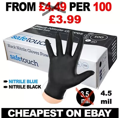 100 Black Nitrile Powder & Latex Free Thick Disposable Gloves Tattoo Mechanic • £49.99