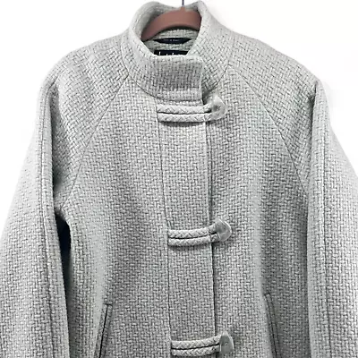 Nicole Miller Wool Blend Basket Weave Coat Women's 6 Green Jacket Toggle Button • $24.95