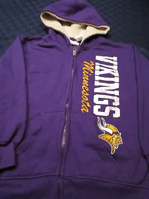 New! Nfl Minnesota Vikings Youth Zip Front Hooded Sweatshirt Purple Lg 10-12 • $17.09