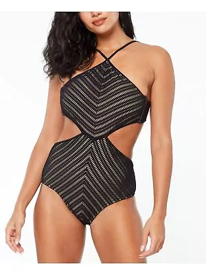 BAR III Women's Black Crochet High Neck Monokini Swimsuit M • $8.99