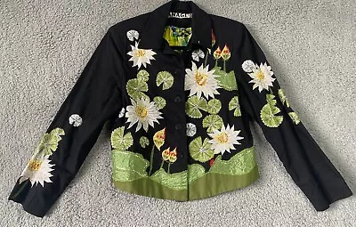 Vintage Anage Floral Embroidered Jacket Blazer SMALL Women's Black • $21