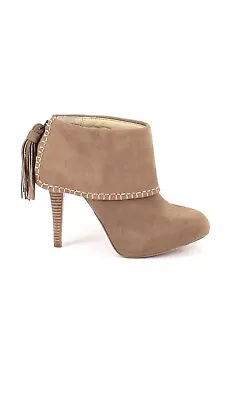 Max Studio Beige Caeli Women's Ankle Booties With  Fringe Detail Size 9 1/2 • $38.99