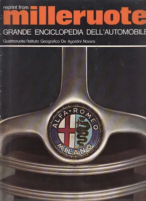 ALFA ROMEO History 1909 - 1976 MILLEROUTE 32p Booklet 1750 GTV GIULETTA 159 SUD • $18