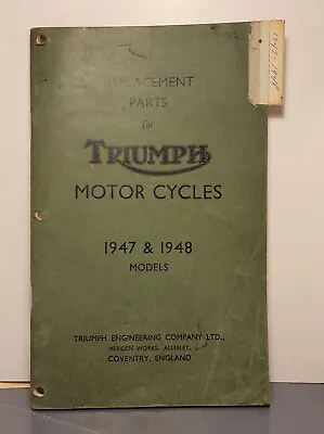 1947/48 TRIUMPH MOTORCYCLES PARTS REPLACEMENT CATALOG Tiger 100 Speed Twin ETC • $13.95