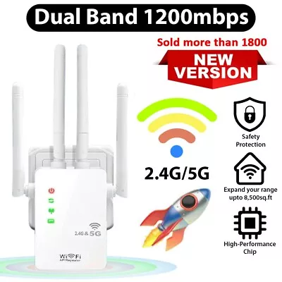 $35.99 • Buy WIFI Extender 1200Mbps Repeater Wireless Long Range Coverage WIFI Signal Booster