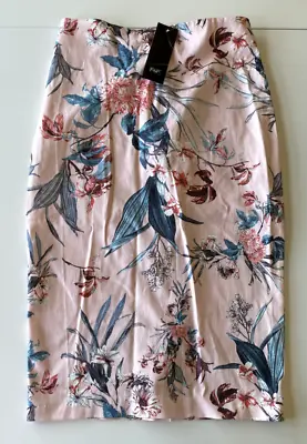 £8.99 • Buy BNWT Pink Floral Tropical Pencil Skirt UK Size 8