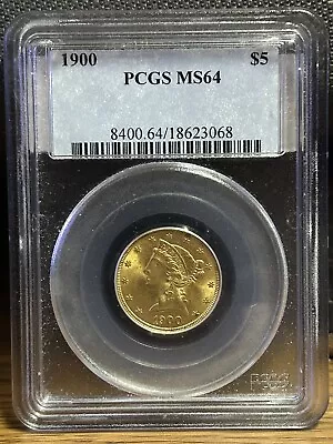 1900 $5 Gold Liberty (Coronet) Head Half Eagle PCGS MS64 US Graded Gold Coin • $580