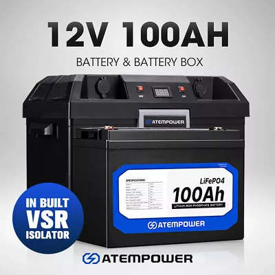 Atem Power Battery Box Deep Cycle Dual Battery System + 12V 100Ah Lithium • $639