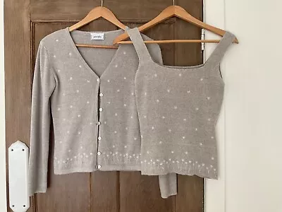 £6.99 • Buy Vintage Womens Knitted & Embroidered Vest Top & Cardigan By Principles - Size 12