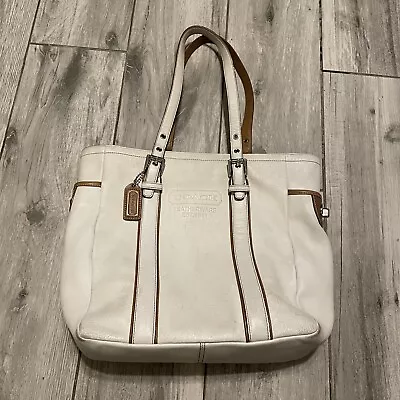 Coach C06D8E92 Cream All Leather Legacy Hampton Gallery Tote Bag Medium • $24