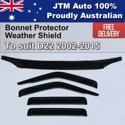 Bonnet Protector + Weathershields Window Visor To Suit Nissan D22 2002-2015 • $116.10