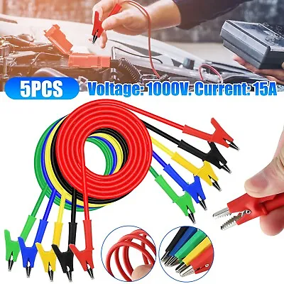 5Pcs 30V 15A Alligator Clips Electrical Test Leads Set 3.3ft Jumper Wires Cables • $15.48