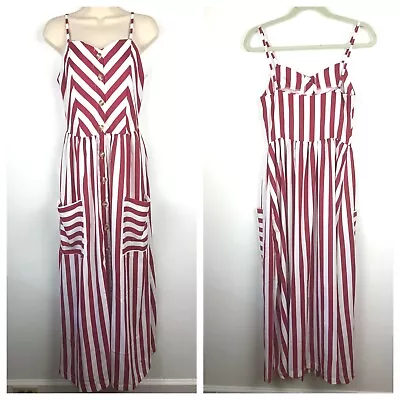 Zaful Striped Button Front Cami Maxi Dress Size Small NEW • £18.96