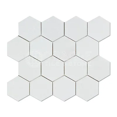 Thassos White Greek Marble 3 Inch Hexagon Mosaic Tile • $9.50