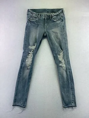 H&M &Denim Size 28 Acid Wash Distressed Cutoff Raw Hem Low Waist Skinny Jeans  • $18.95
