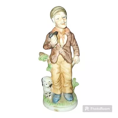 Vintage Brinns Man Figurine Smoking Pipe Standing Beside Dog Home Decor • $13