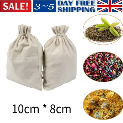 50Pc Cotton Linen Mini Gift Bags Gift Pouches Small Drawstring Bag  Storage Bags • £9.37