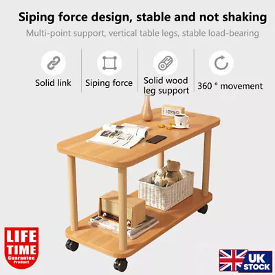 2 Tier Sofa Side Snack Table Coffee End Bedside Table Laptop Desk On Wheels UK • £19.99