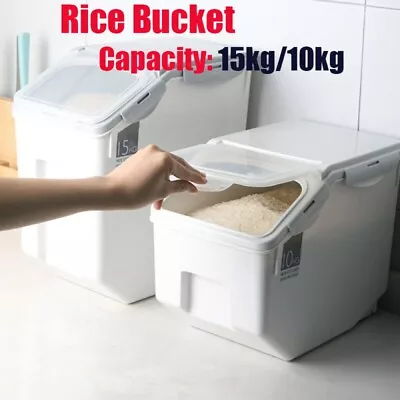Grain Container Cereal Dispenser 10/15KG Dry Food Rice Flour Storage Box Desktop • $31.96