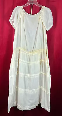 XXL Late Edwardian 20s Cotton Gauze Lawn Dress Suffraigette Teens Tea • $49.99