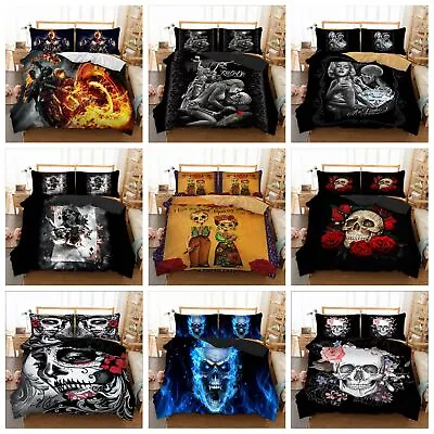 £26.59 • Buy Floral Skull Gothic Duvet Cover Bedding Set Pillow Cases Single Double King Size
