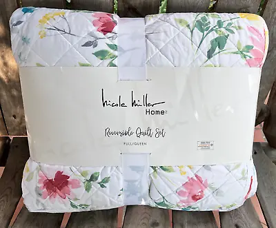 NICOLE MILLER Spring Floral QUEEN Size Quilt Set -  Includes 2 Matching Shams • $75