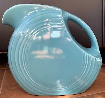 Vintage Original TURQUOISE Fiestaware Water Disc Pitcher Fiesta - - Beautiful • $44.95