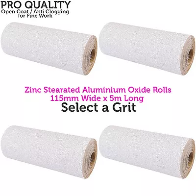 5m Roll Stearated Aluminium Oxide Sandpaper Rolls Fine Grit For Filler/Paintwork • £10.99