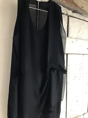 £45 • Buy Vintage UW12 Acne Womens Black Mallory Crepe Dress, Size EUR38, UK 10/12