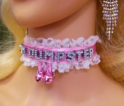 Any Size Personalized Choker Sissy Cum Slut Pink Lace Collar LOCK DDLG BDSM Plus • $42.95