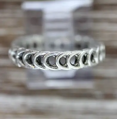 Vintage Eternity Sterling Silver Band 925 Ring Sz 8 Stack Retro Pretty • $17