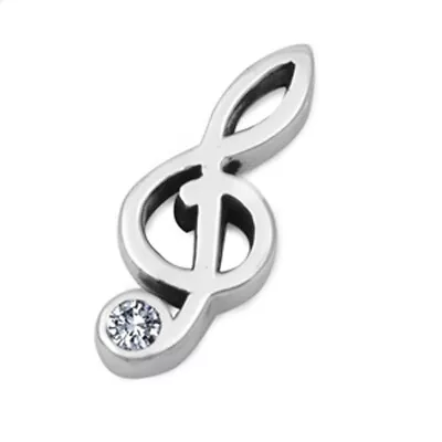 Studded Music Note Pendant .925 Sterling Silver Treble Clef High Polish Charm • $16.29