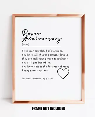 £3.99 • Buy Paper Anniversary Definition Print, First Wedding Anniversary Gift, Husband/wife