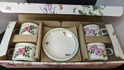 Set Of 4 Garden Bloom-Studio Nova-Mikasa Tea Cups & Saucers NEW • $29.98