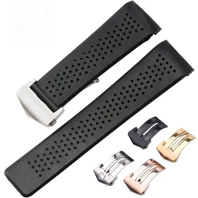 Rubber Silicone Watch Strap Band Mens Breathable Waterproof 22/24 Fit TAG Heuer • £26.88
