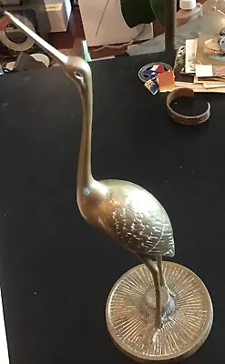 Solid Brass Crane Figurine Pelican Heron Paper Weight Bird Statue • $18